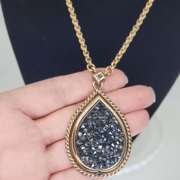 Brighton Jewelry - Brighton Vintage Crystal Rocks Teardrop Pendant Necklace